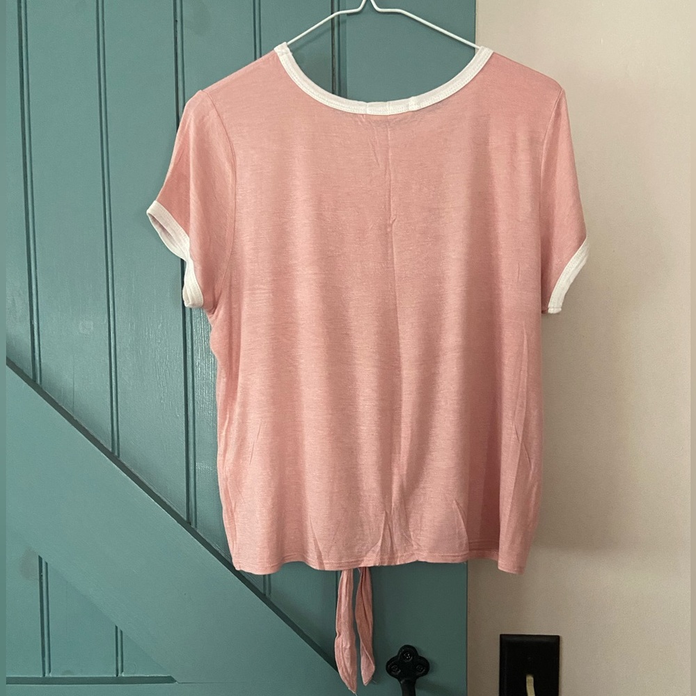 4/$15 Atticute Road Trip Pink Tie Front Top - Picture 5 of 12